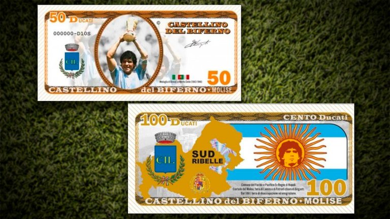 billetes de maradona en italia